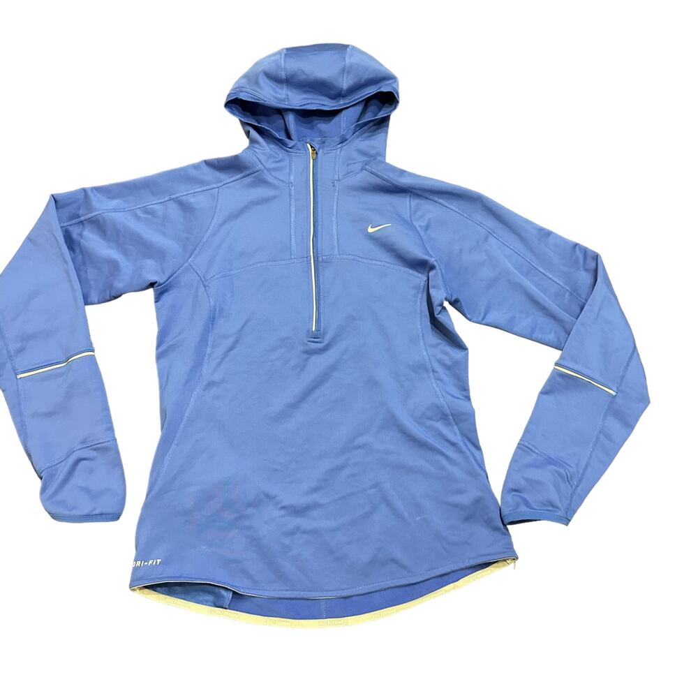 Nike Womens cobalt blue hoodie top dri-fit fleece lined Size small
